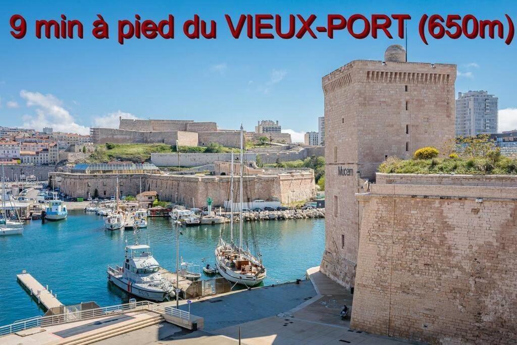 Appartement 5*, Climatise, Avec Terrasse Au Quartier Le Panier Marseille Luaran gambar